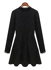 Cotton Spring Bubble Dress Lace Wrap Turtleneck Tunic 