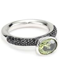 Giorgio Martello "Stackable Ring" in Sterling Silver with Rhodium and Green Pave and Green Cubic Zirconium Ring