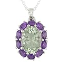 Silver Green Amethyst & Amethyst Pendant - Purple
