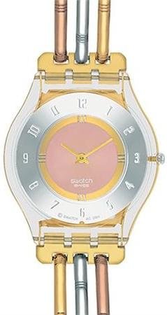 Best Price Swatch Women's Skin SFK240A Leather Quartz Watch with Silver Dial