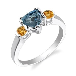 Buy Sterling Silver 1.50 cts Trillion London Topaz and Round Citrine Ring Size 8 by Peora