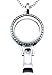 New 30mm Round Silvertone Lanyard Floating Charm 22 inch Necklace with Rhinestone Rim 672