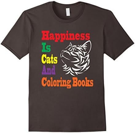 Men's Happiness Is Cats And Coloring Books T-shirt XL Asphalt