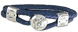 Blue Leather Bracelet with Solid Sterling Silver Accents