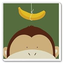 Peek-a-Boo X, Monkey Stretched Canvas Poster Print by Yuko Lau, 12x12