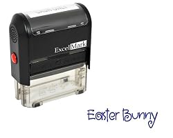 Easter Rubber Stamp - Easter Bunny Signature Stamp - Blue Ink