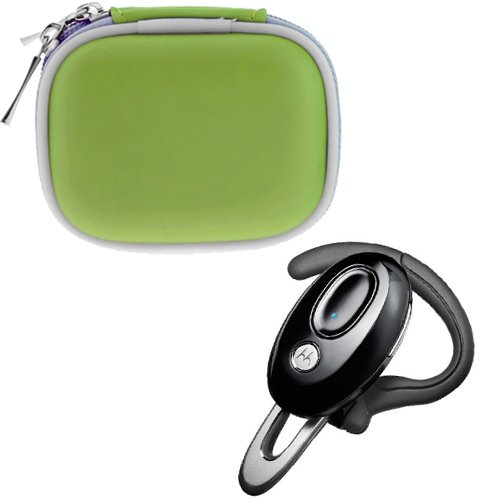 Motorola H720 Wireless Bluetooth Headset + GTMax Green Bluetooth Carrying Pouch Case for LG, Nokia, Sanyo, HTC, Google, T-Mobile, Motorola, Samsung, Android, iPhone, Blackberry and Windows Smartphones