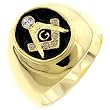 Men's Enamel Masonic Ring with Black Onyx - Size: 9-14