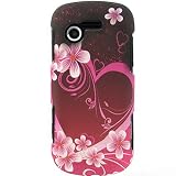 Hard Snap-on Shield With LOVE HEART FLOWERS PINK Design Rubberized Faceplate Cover Sleeve Case for SAMSUNG A667 EVERGREEN (AT&T) [WCE640]