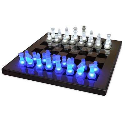 LED Glow Chess Set Tabletop Game Blue & White Light