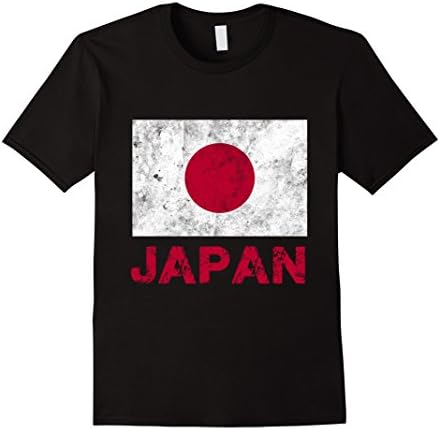 Men's Japan Flag Shirt Retro Japanese Flag T Shirt Large Black