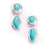 Barse Abstract Turquoise Sterling Silver Clip Earrings