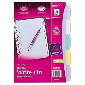 Translucent Multicolor Write-On Dividers, 5-Tab, 8-1/2 x 5-1/2, 1 Set