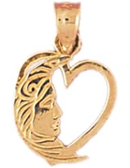 Dazzlers Solid 14k Gold Moon In Heart Charm Pendant Available in three colors from jewelsberry (weights: 0.7 grams only)