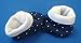 Navy Blue with White Dots Booties, Small Preemie 3-6 lbs