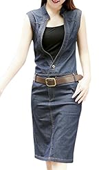 Denim Vintage Sleeveless Bodycon Dress 