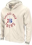 Philadelphia 76ers Cream Mitchell & Ness Center Of Attention Fleece Hooded Sweatshirt