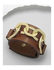 Brown Leather Bracelet In White Base