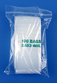 4 Mil Clear Zip Lock Bags,2.5 x 3 Inches,5 Packs of 100