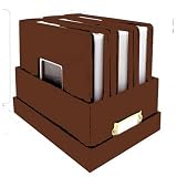 Leather Album Set-Set of 3 - Brown Leather Photo Albums in Storage Box