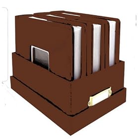 Leather Album Set-Set of 3 - Brown Leather Photo Albums in Storage Box
