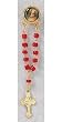 Rosary Lapel Pin - Sacred Heart of Jesus, Red Beads, and Cross - MADE IN ITALY
