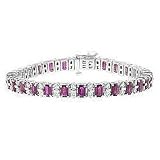 14K White Gold Ruby and Diamond Bracelet