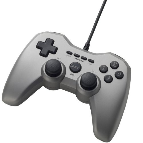 ELECOM PS3 PC両対応USBゲームパッド 振動機能・連射機能付 ダークシルバー JC-U3112FSVD