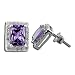 3.20 CT Purple Emerald Cut & White CZ Elegant Stud Earrings In Sterling Silver