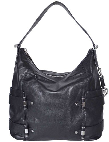 Michael Kors Gibson Large Leather Top Zip Shoulder Bag Black