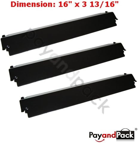 PayandPack 16" x 3 13/16" MBP 93321 (3-pack) BBQ Barbeque Barbecue Replacement Gas Grill Porcelain Steel Heat Plate Shield Tent Diffuser Deflector for Charbroil, Kenmore Sears, Thermos, Lowes Model Grills