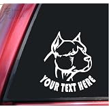 Personalized With Your Text Vinyl Decal Sticker - Pitbull Head - White
