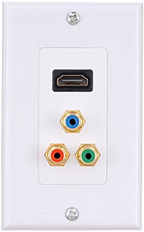 HDMI 3 RCA AV Wall Plate Composite Video Audio Adapter Jack Outlet Panel(1HDMI&amp; 3RCA)HDTV ABS white