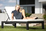 Wicker Outdoor Furniture Chaise Lounge Set LINEA - Black