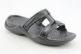 crocs Women's Freida Slip-On T-Strap,Black/Black,4 M US