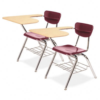3700 Series Chair Desk, 20w x 31d x 30-1/2h, Fushion Maple/Wine, 2/Carton