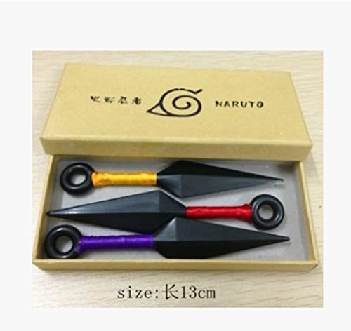 Set of 3 Red Throwing Knives Kunai Naruto Cosplay Mixed Color Yellow Color Red Color Purple Color