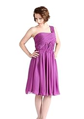 Chiffon One Shoulder Knee Length Short Backless Bridesmaid Dress/Prom Dress 