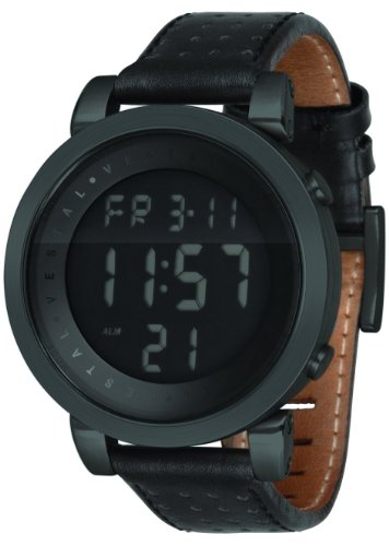 Vestal Men's DDL001 Digital Doppler All Black Leather Watch