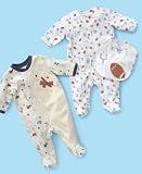 Little Me Baby Boy Football or Airplane Printed Footies