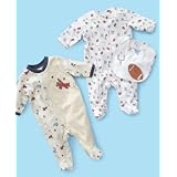 Little Me Baby Boy Football or Airplane Printed Footies Football 9 months