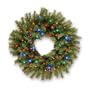 24" Norwood Fir Wreath, Battery Operated with Timer; 50 Concave Multi LED Lights