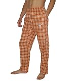 Mens NCAA Texas Longhorns Plaid Cotton Thermal Sleepwear / Pajama Pants - Yellow & White (Size: S)