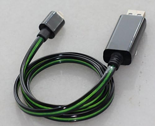 DS Link Light Up Luminescent Visible Current Flow Smart Charger and Sync Cable for iphone6 5S 5C iPad mini ipad air etc (Black/Green) 80cm