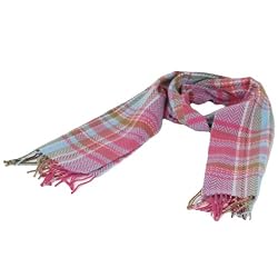 New Softer Than Cashmere Tweed Multi-colored Long Fringe Scarf Shawl Wrap 72x12 Pink