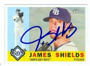 James Shields Autographed/Hand Signed Baseball Card (Tampa Bay Rays) 2009 Topps Heritage #376