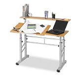 Safco Adjustable Split Level Workstation, 47-1/4W X 29-1/2D X 37-1/4H, Medium Oak