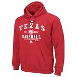 MLB Texas Rangers Adult Long Sleeve Hooded Fleece Pullover (Pro Scarlet, X-Large)