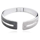 Sterling Silver Black & White Diamond Bracelet, 7.25"