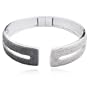 Sterling Silver Black and White Diamond Bracelet, 7.25"